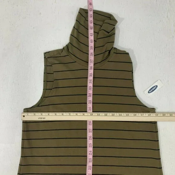 Old Navy Turtleneck Shift Dress Women Size M Stripe Sleeveless Knit Knee Length - Picture 7 of 10